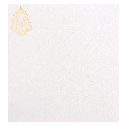 Enchanting White Colour With Ganesha Wedding Card - KNK30581
