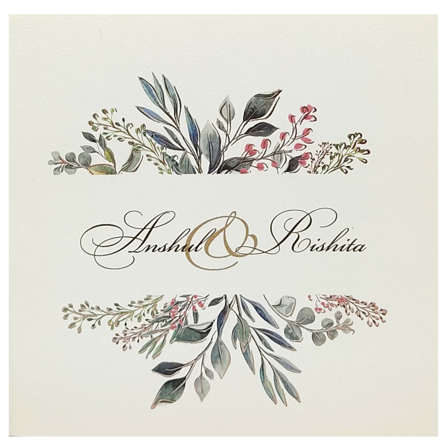 Grey Floral Invitation Card-KRC27010