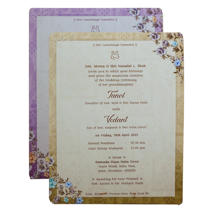 Blue Floral Box Invitation Card-King of Cards