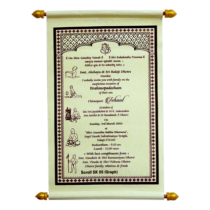 Dull White Satin Scroll Card-KJTS0G55