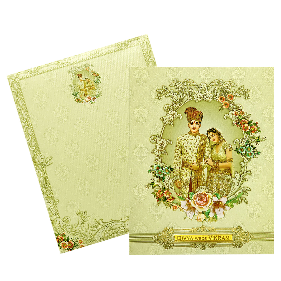 Green Bride Groom Invitation Card-KNKN6308