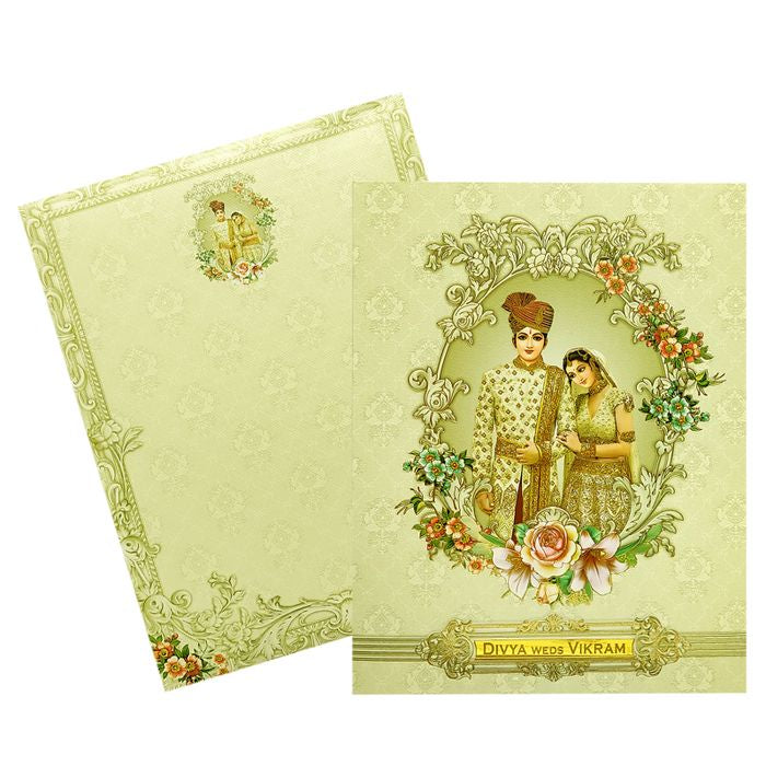 Green Bride Groom Invitation Card-King of Cards