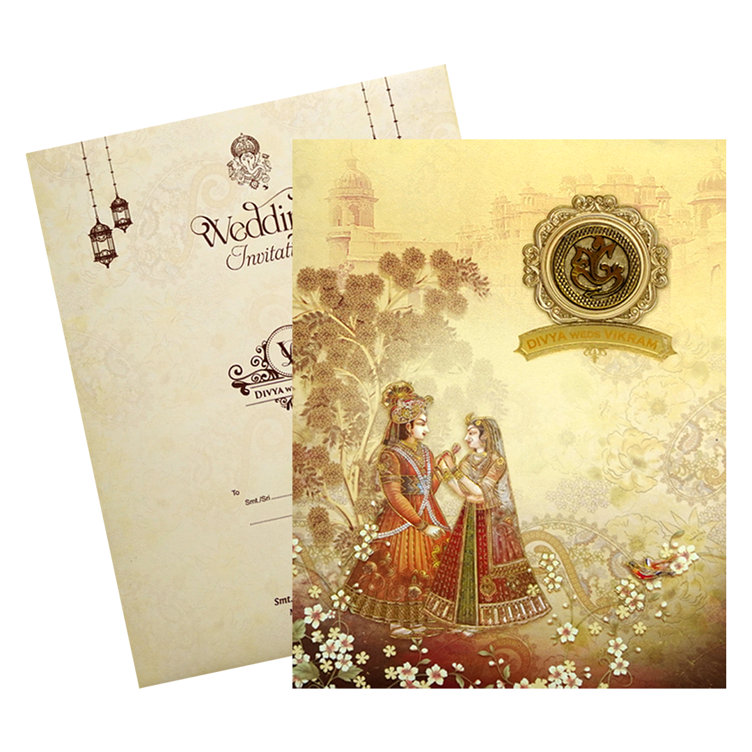 Royal Ganesha Couple Wedding Card-KNKJ1123