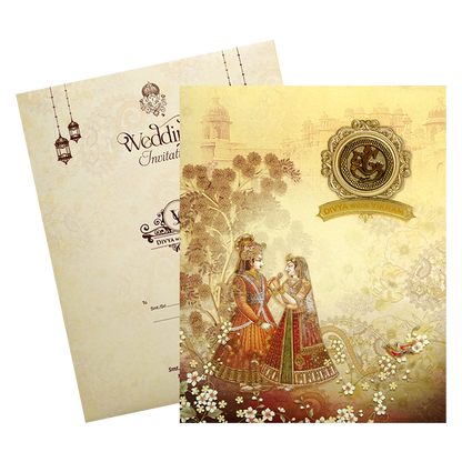 Royal Ganesha Couple Wedding Card-KNKJ1123