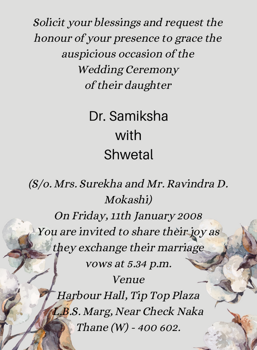 Watercolor Cotton Hindu Wedding Invitation-AAHIN015