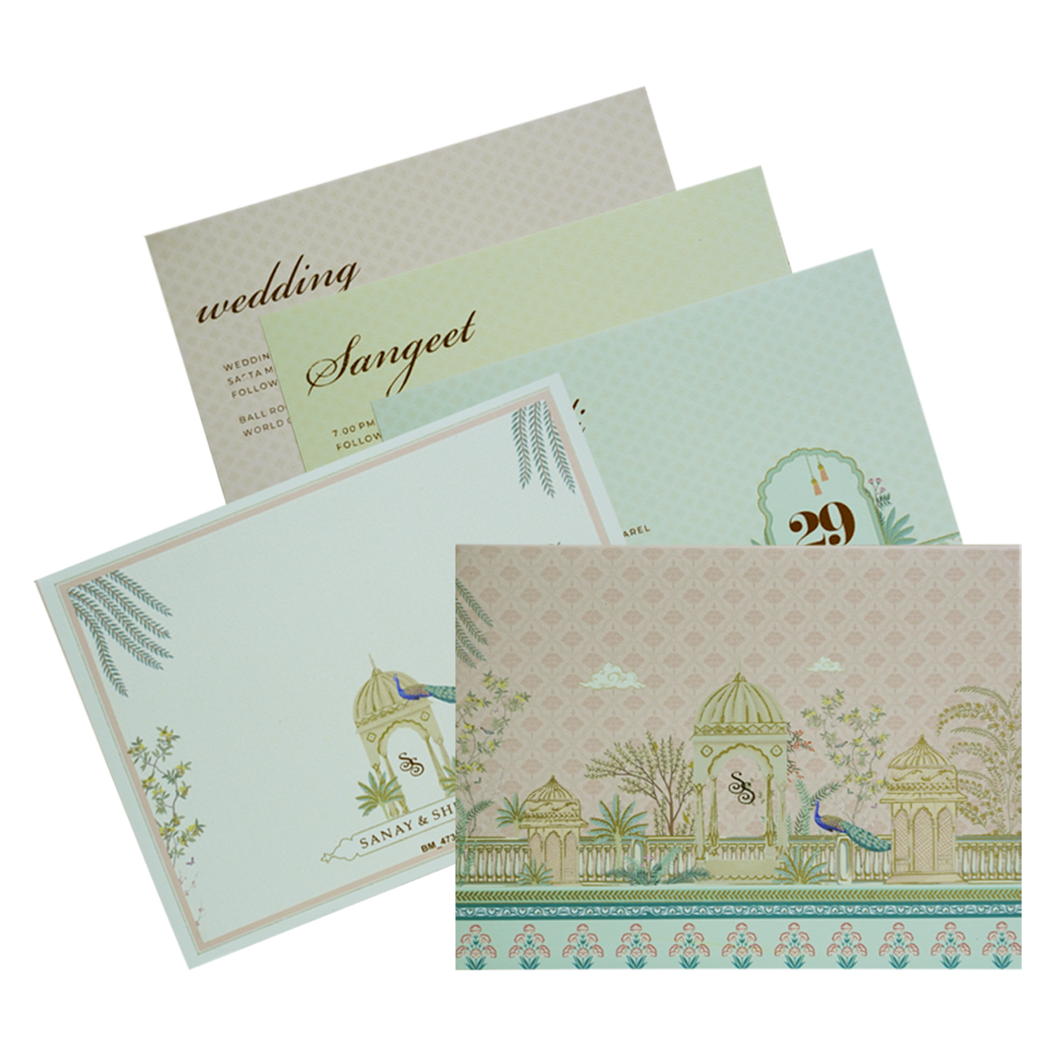 Peach Flower Padded Wedding Card Design-King of Cards