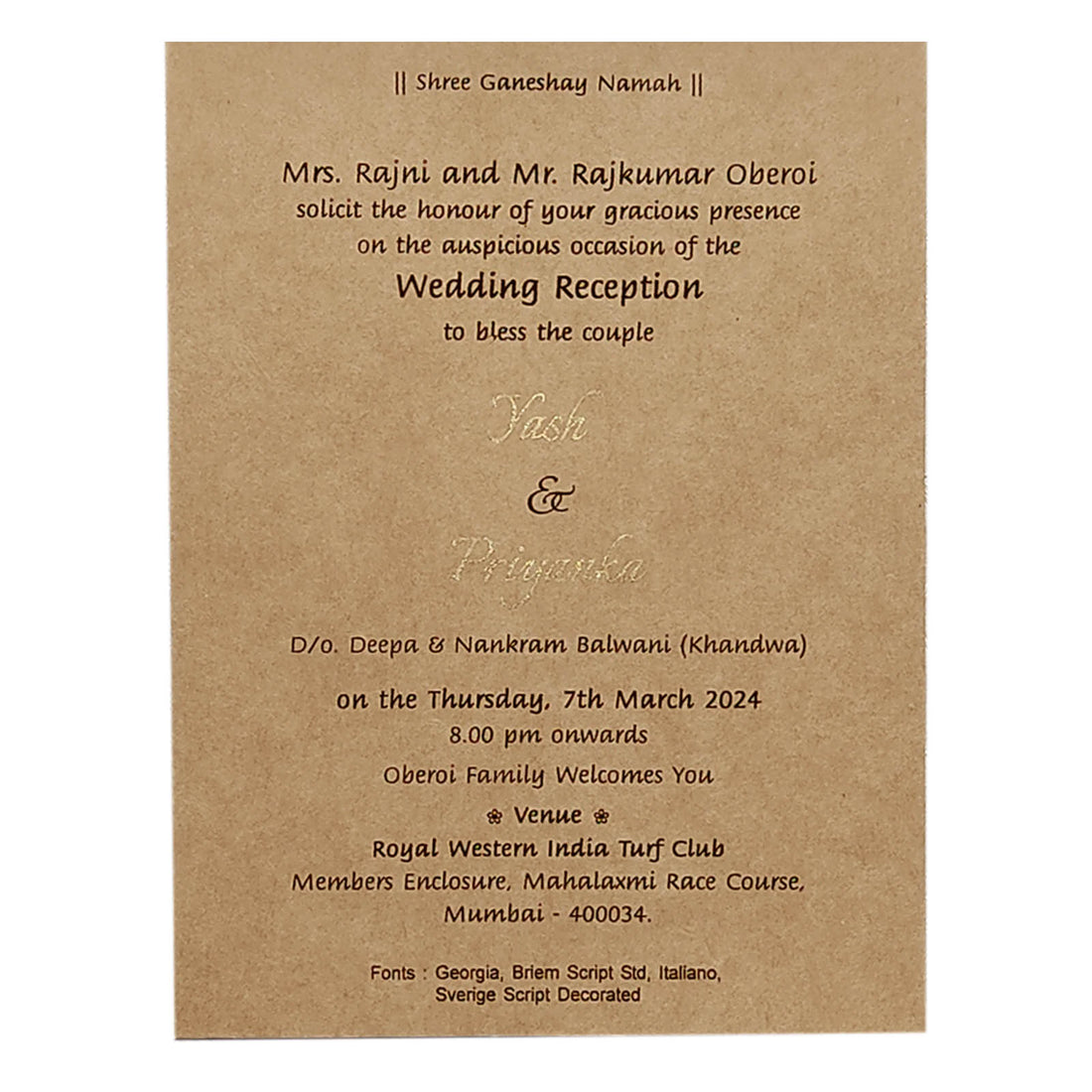Invitation Card - KRCS6380