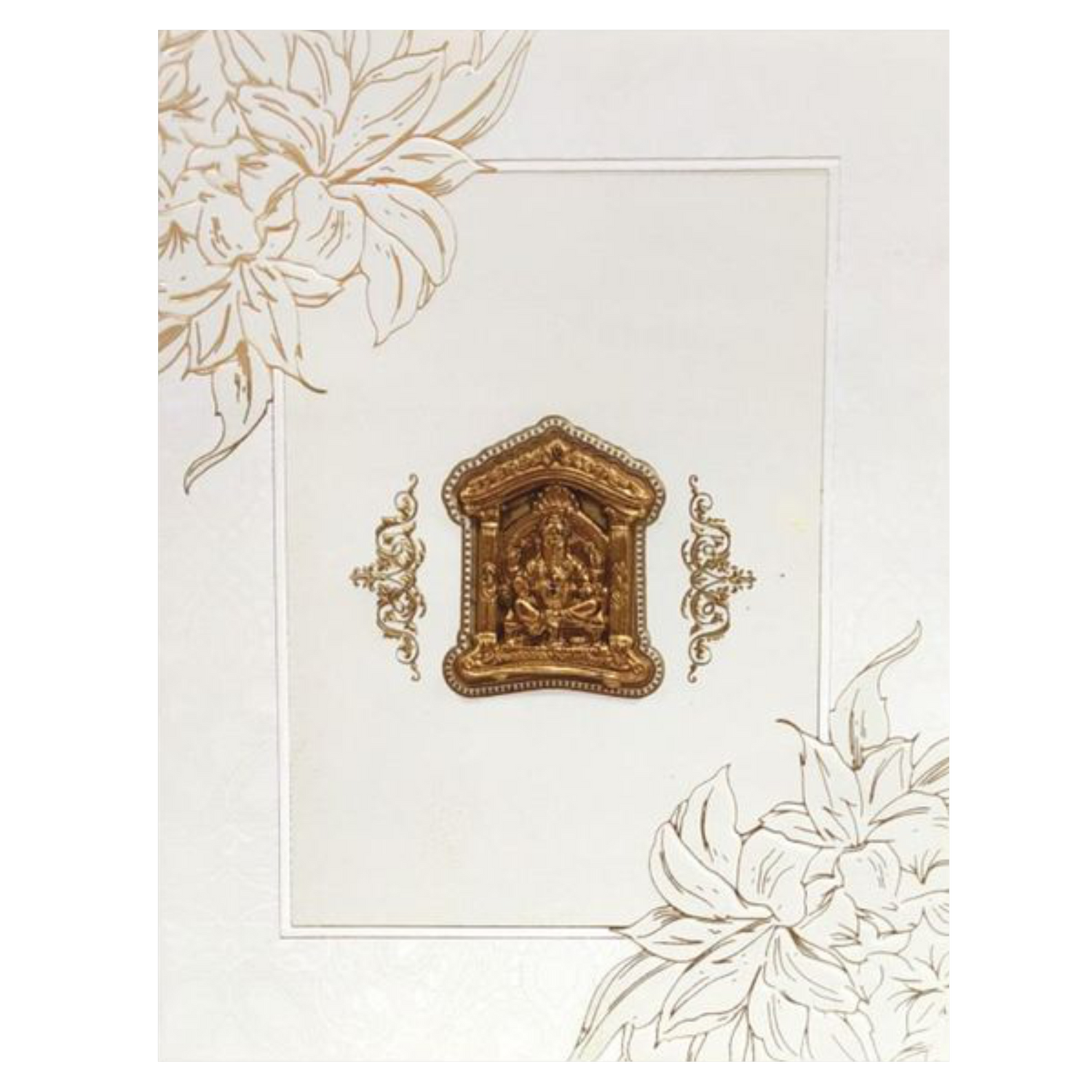 Dazzling Floral Design With White Shading Wedding Card - KNK3503