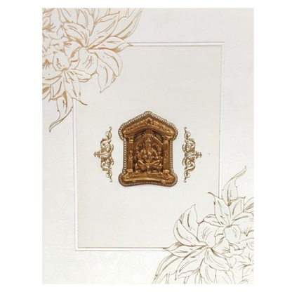Dazzling Floral Design With White Shading Wedding Card - KNK3503
