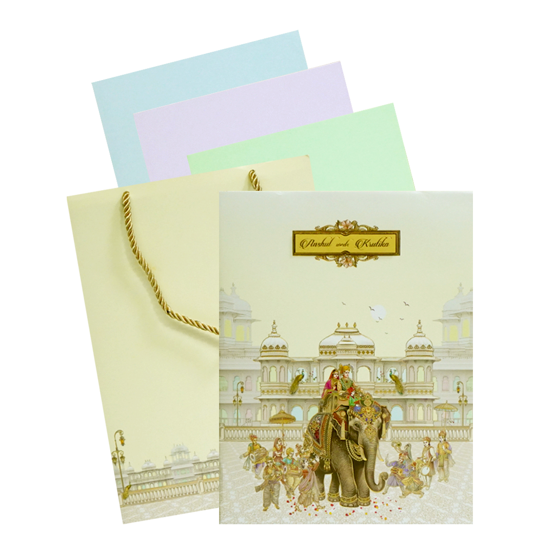 Cream Yellow Royal Wedding Box Card-KAC05910