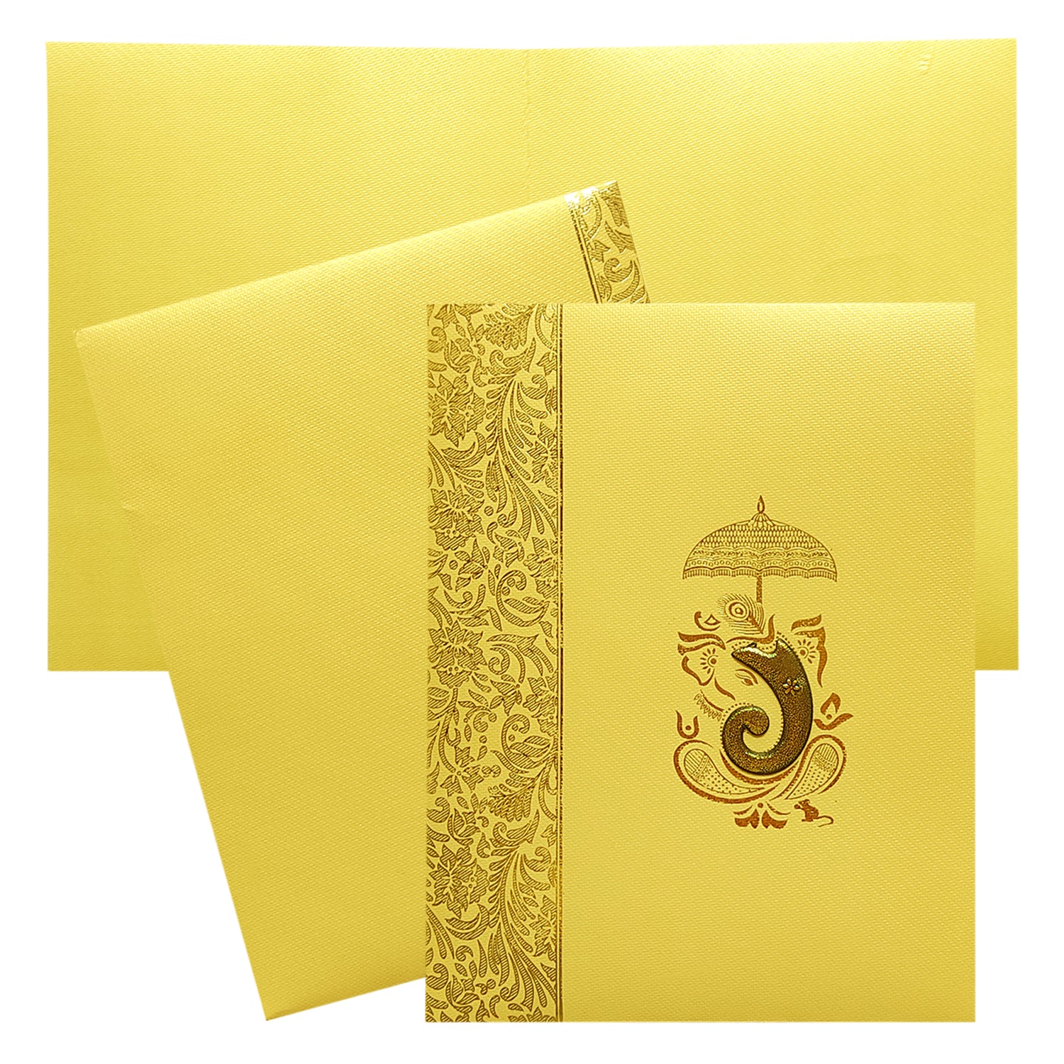 Gold Ganesha Wedding Card-KNKT5014