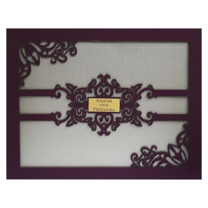 Metallic Pink Floral MDF Invitation Card-KSI11580