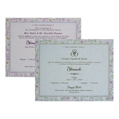 Grey Floral Padded Invitation-King of Cards