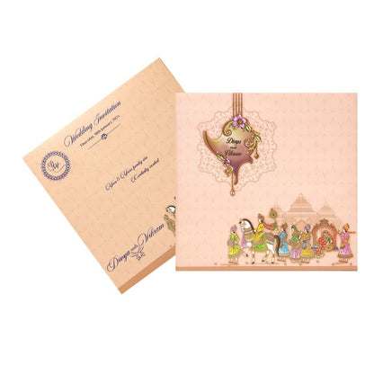 Beige Premium Dohli Invitation Card-KNPO04ZO-King of Cards