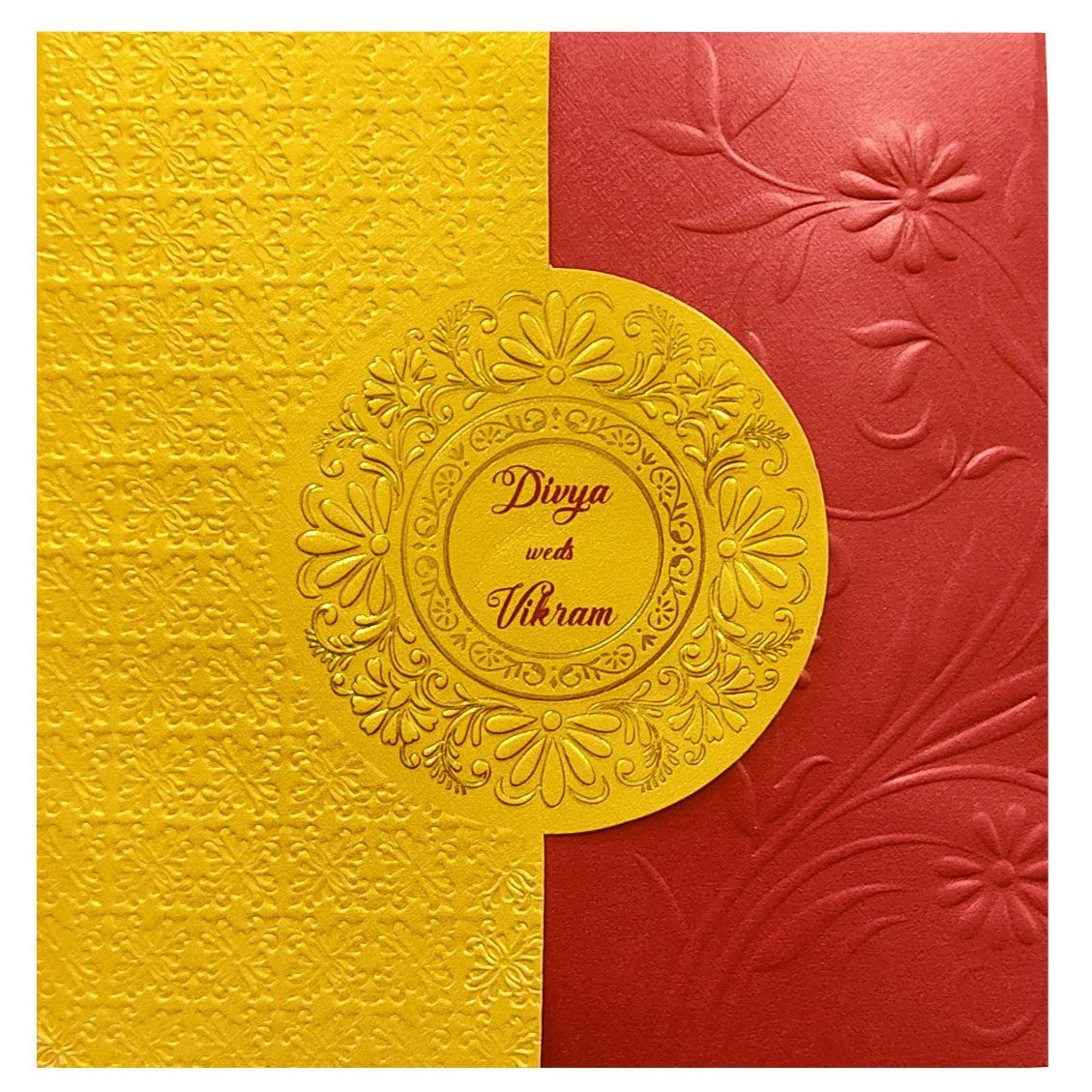 Gold Red Ganesha Wedding Invitation Card-KNK2171
