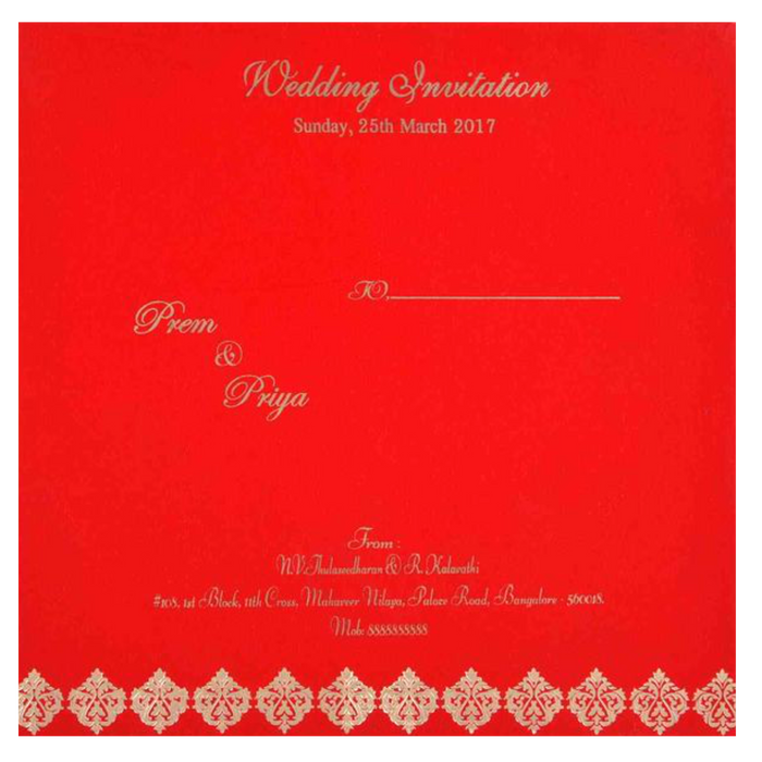 Dazzling Red Shading With Floral Theme Wedding Card - KNK3277-King of Cards
