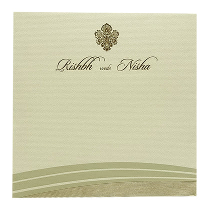 Beige Foil Design Padded Invitation Card-King of Cards