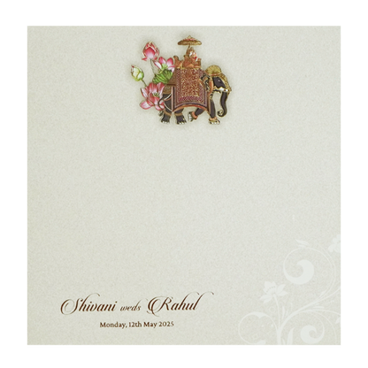 Cream Elephant Padded Wedding Invitation Design-King of Cards
