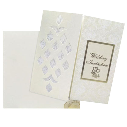 Grey Die Cut Invitation Card With White Wolly-KNRP43421