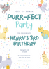 White Feline Festive Pet Party Invitation-King of Cards
