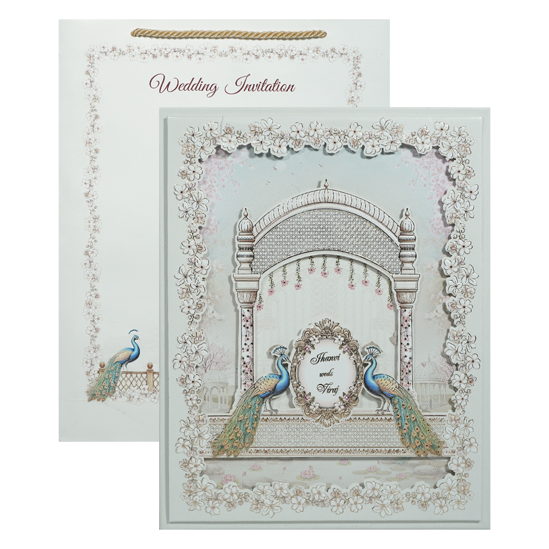 White Floral Arch Wedding Invitation Box-KMMEX8290