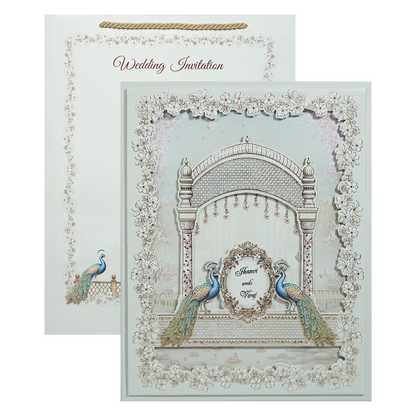 White Floral Arch Wedding Invitation Box-KMMEX8290