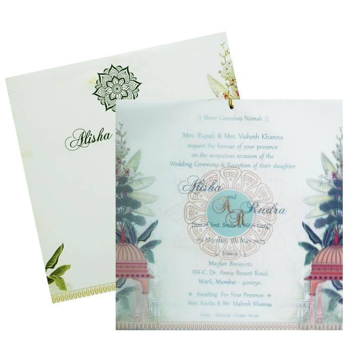 White Green Tracing Sheet Invitation-King of Cards