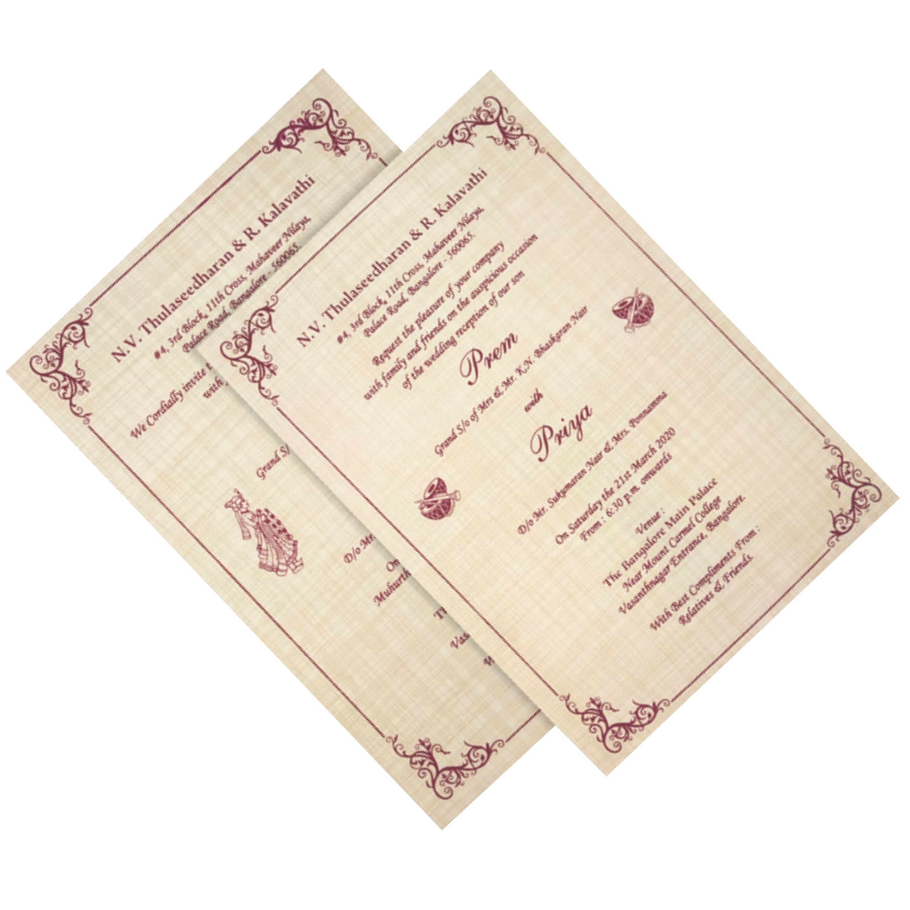 Sandal Metallic Door Type Die Cut Invitation – King of Cards