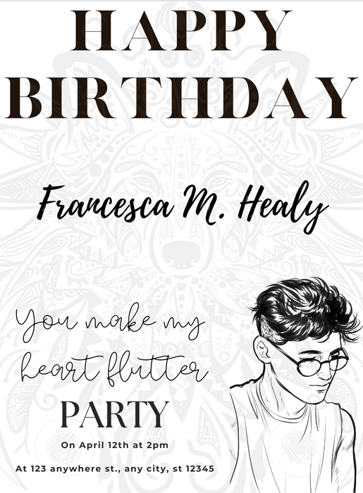 White Drawing Birthday cards for him-King of Cards