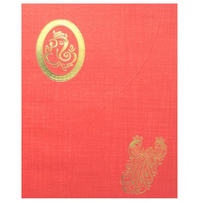 Royal Blue Ganesha With Peacock Wedding Card-King of Cards