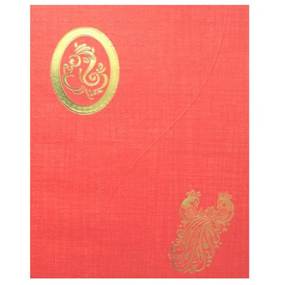 Royal Blue Ganesha With Peacock Wedding Card-King of Cards