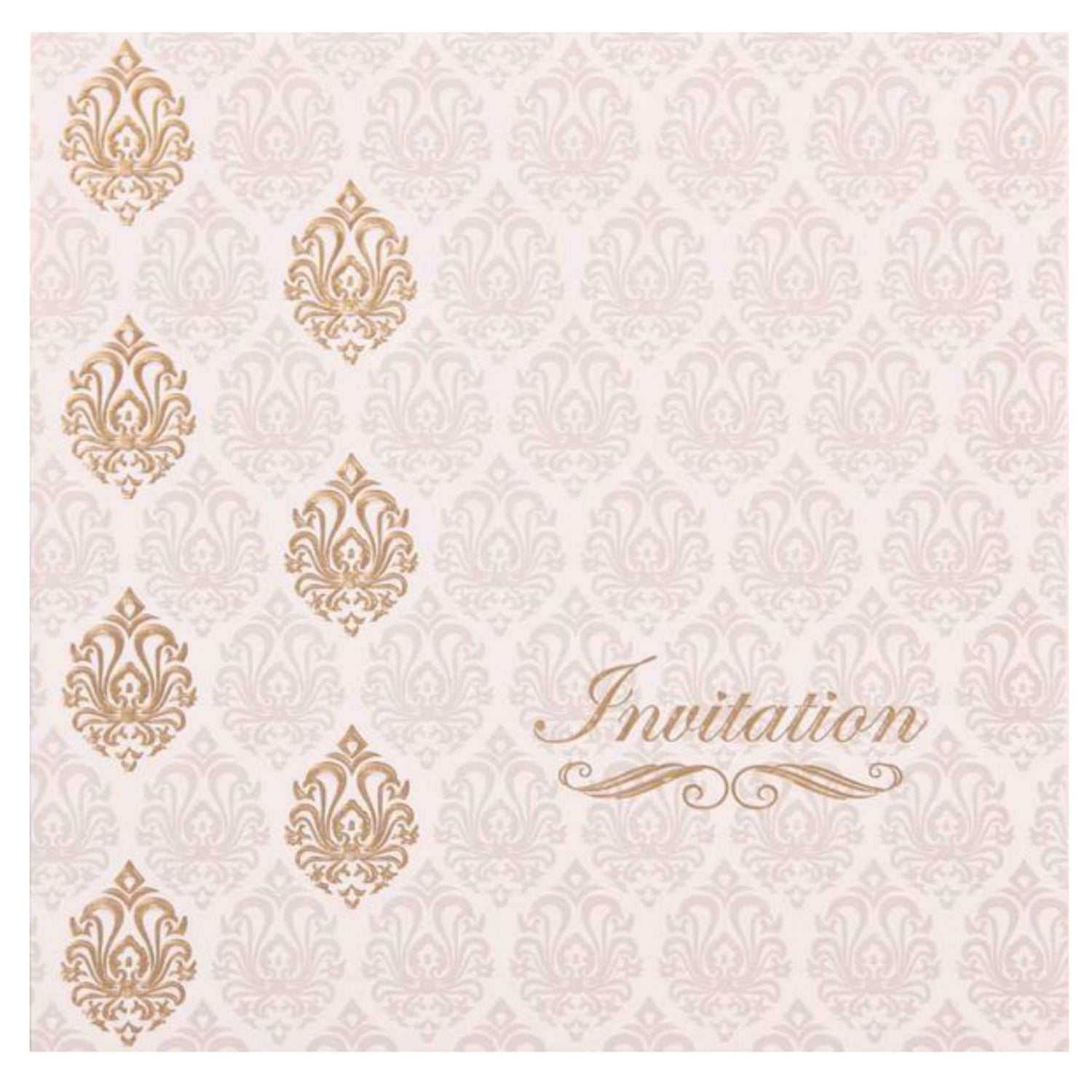 Pristine White Shading With Gold Foiling Floral Theme Wedding Card - KNK1656