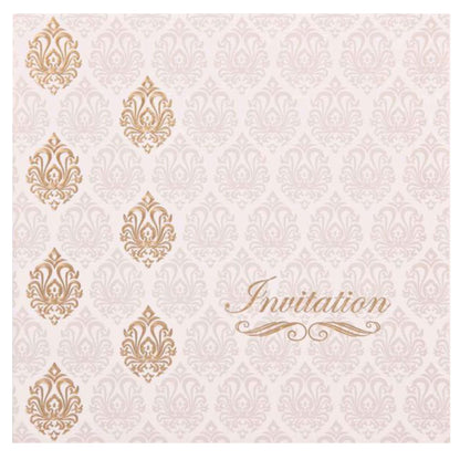 Pristine White Shading With Gold Foiling Floral Theme Wedding Card - KNK1656