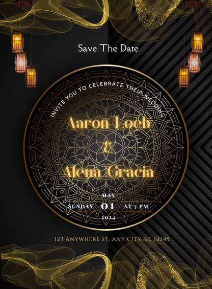 Elegant Black Premium Wedding Invitations-AAPWI014