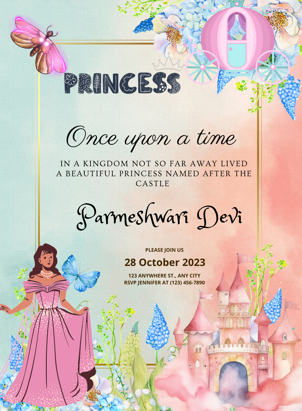 Elegant Castle Princess &amp; fairytail Invitation-AAPAF008