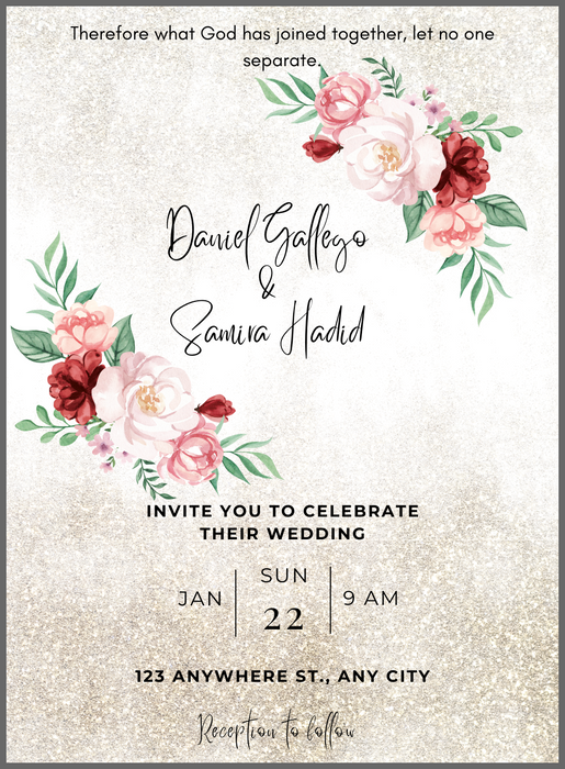 Elegant Navy Blue Christian Wedding Invitation-King of Cards