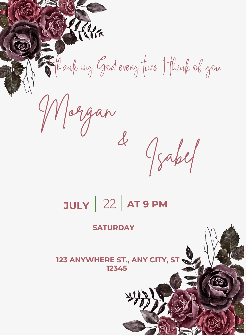 Elegant Rose Christian Wedding Invitation-AACWI021