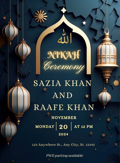 Emerald Elegance Muslim Wedding Invitation-AAMWI037