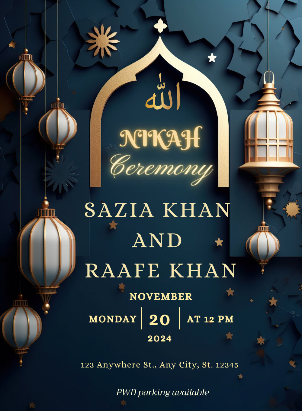 Emerald Elegance Muslim Wedding Invitation-AAMWI037
