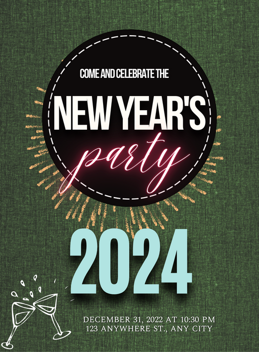 White Chill New Year Eve Invitation-AANEW004