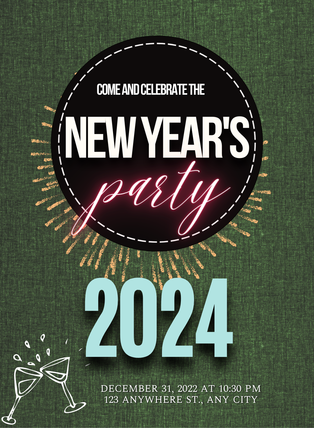 White Chill New Year Eve Invitation-AANEW004