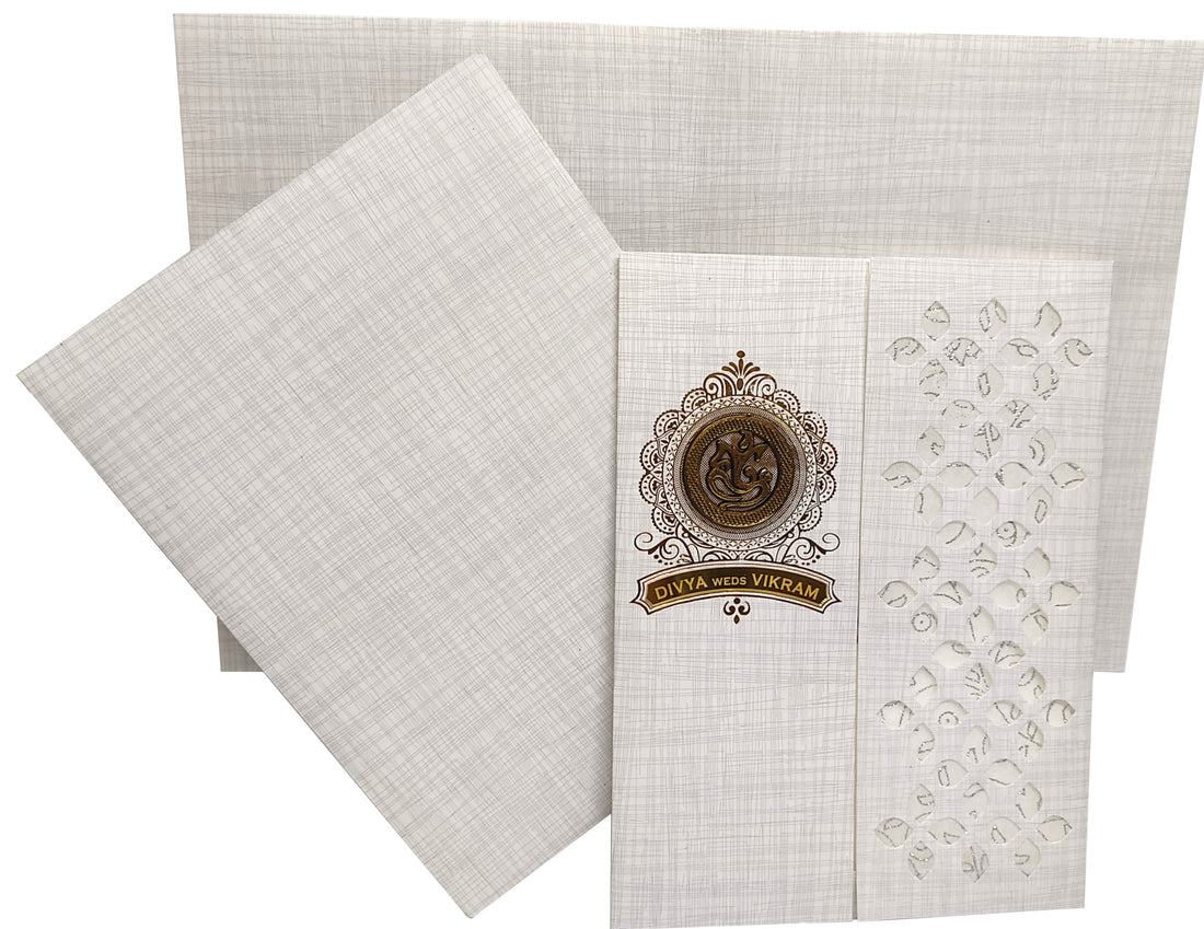 Grey Metallic Door Type Die Cut Invitation Card-KNK7038G-King of Cards