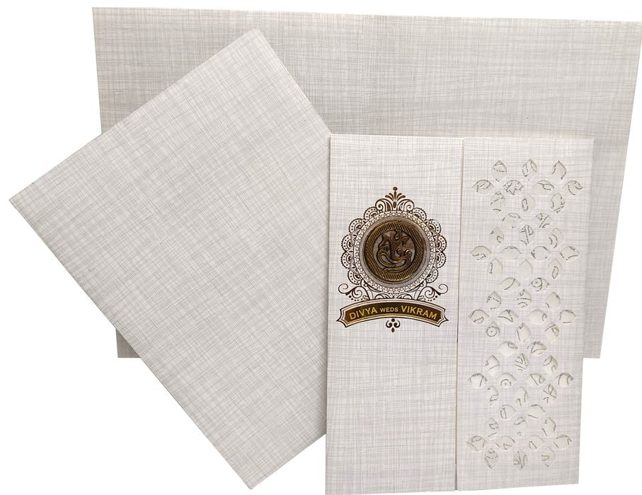 Grey Metallic Door Type Die Cut Invitation Card-KNK7038G-King of Cards