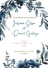 Blue Floral Designs Traditional Wedding Invitation-AAFWI001