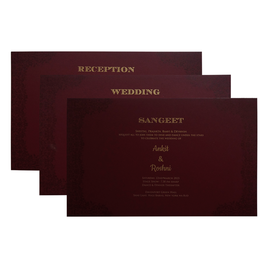 Maroon Premium Padded Wedding Invitation-KPR24380