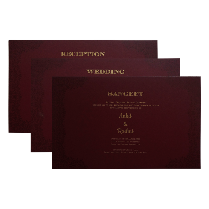 Maroon Premium Padded Wedding Invitation-King of Cards