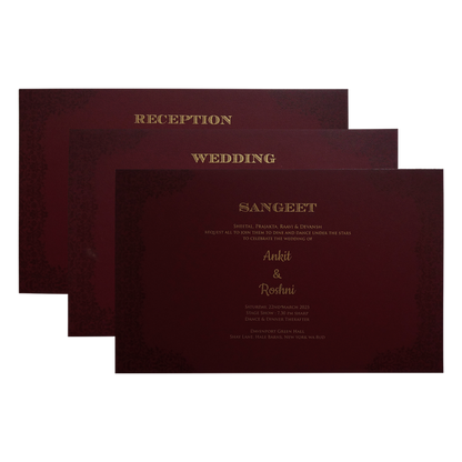 Maroon Premium Padded Wedding Invitation-King of Cards