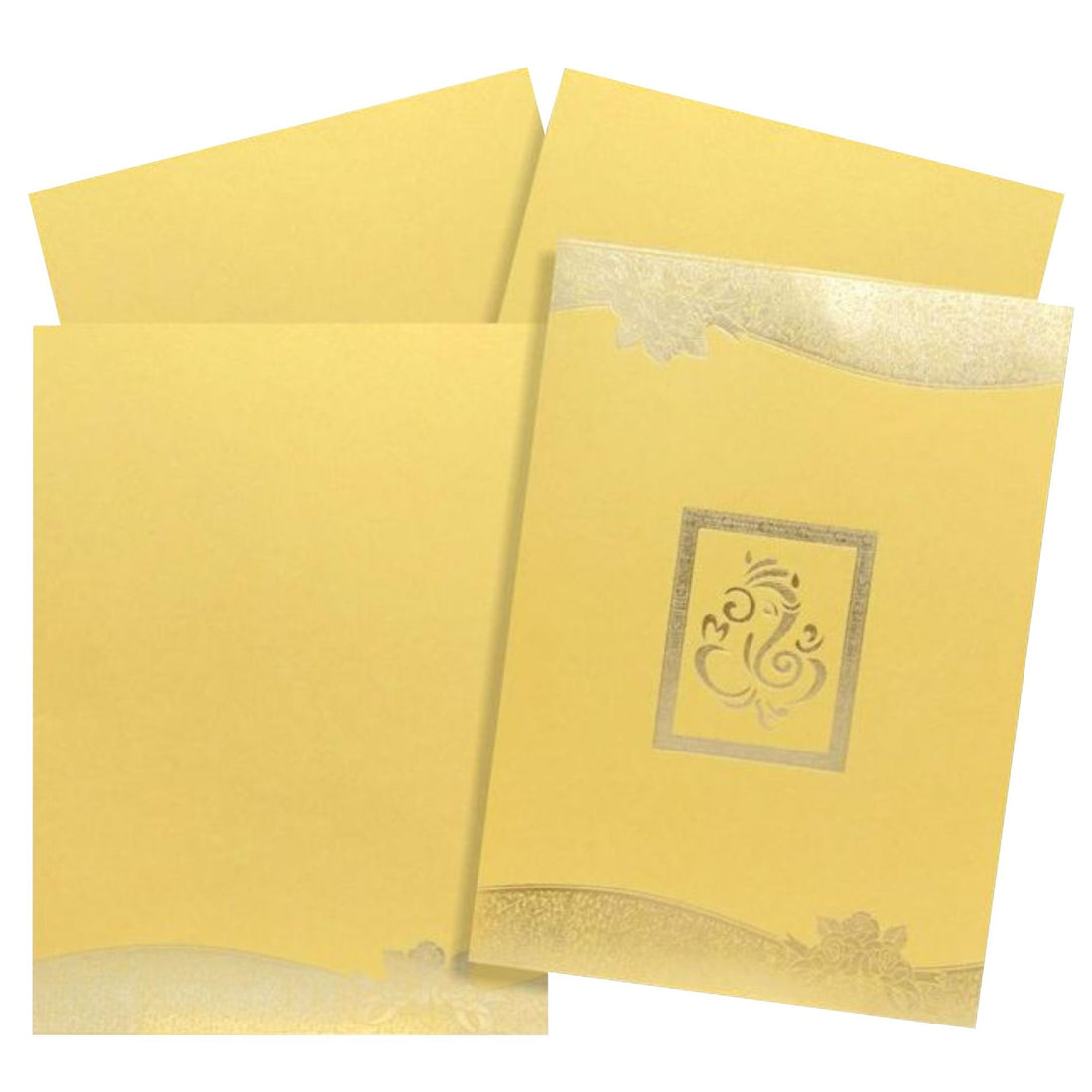 Alluring Gold Shading With Ganesha Theme Wedding Card - KNK1850-King of Cards