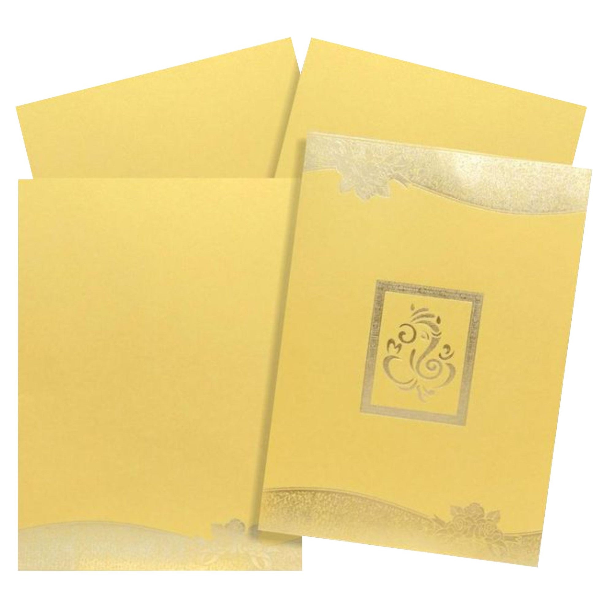 Alluring Gold Shading With Ganesha Theme Wedding Card - KNK1850-King of Cards