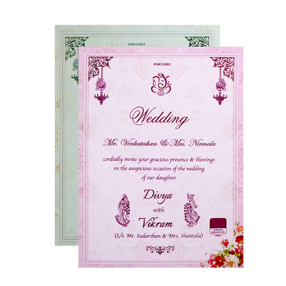 Pink Cream Floral Nameplate Invitation Card-King of Cards